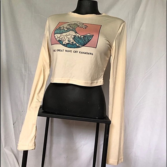 ROMWE - Beige Crop Top Long Sleeves - Picture 9 of 10